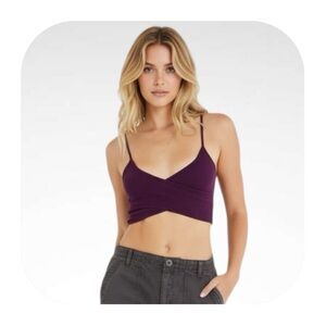 Garage M plum cropped wrap cami